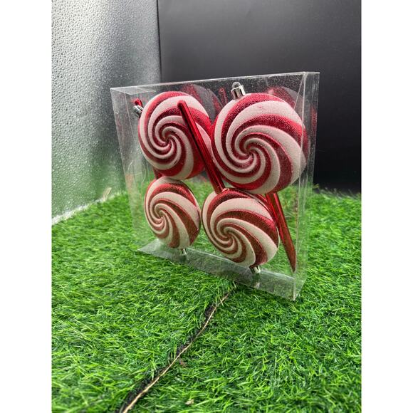 Set of 4 Candy Cane Holiday Deluxe Christmas Shatterproof Ornaments - Picture 4 of 8